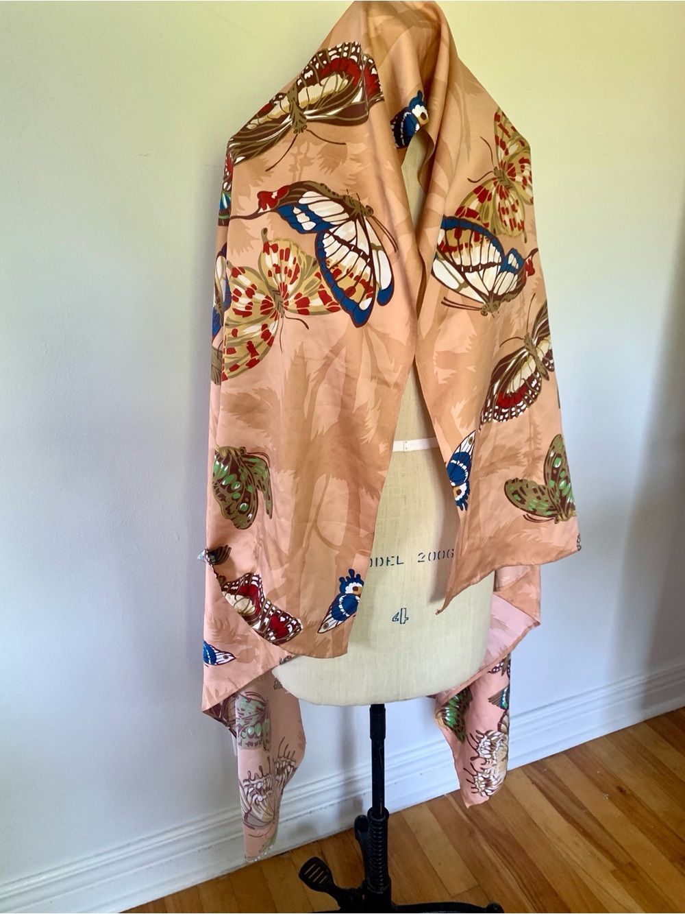 Butterfly Print Lightweight Scarf - Peach Pink